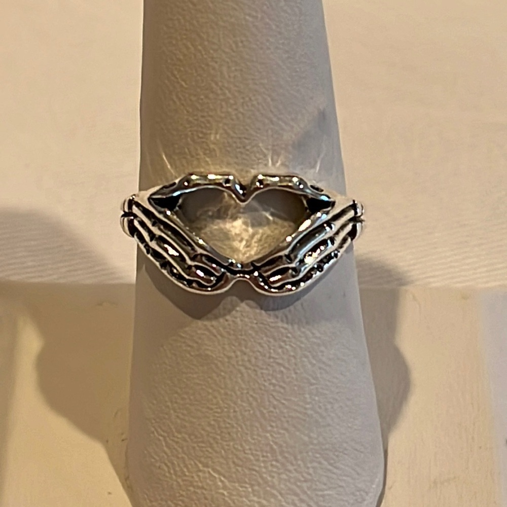 Silver Tone Skeleton Heart Hands, 8